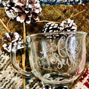 Glass etched coffee glass